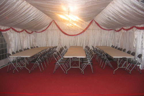 6 x 12 Marquee Fully Lined with Table and Chairs